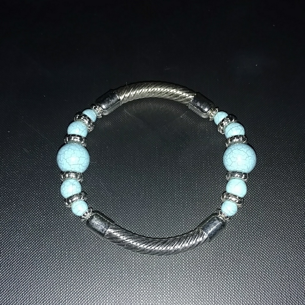 Blue and silver bracelet